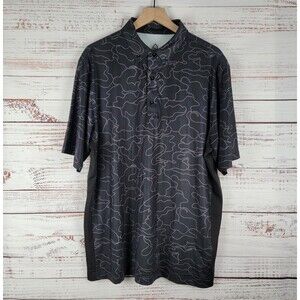 Deolax Polo Shirt Men's XL Black Side Mesh Performance Stretch Golf EUC